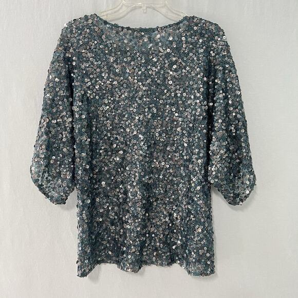 Carlisle Sequin Top Women’s Size 8 Teal Green Silver Evening Wear Fairy - Picture 7 of 11